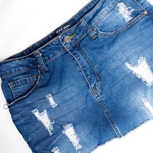 WAX Jeans Denim Skirt, Distressed, Sz Lg